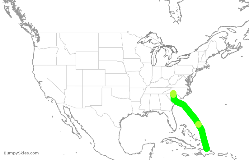 Turbulence forecast map for AAL862, CLT to POP