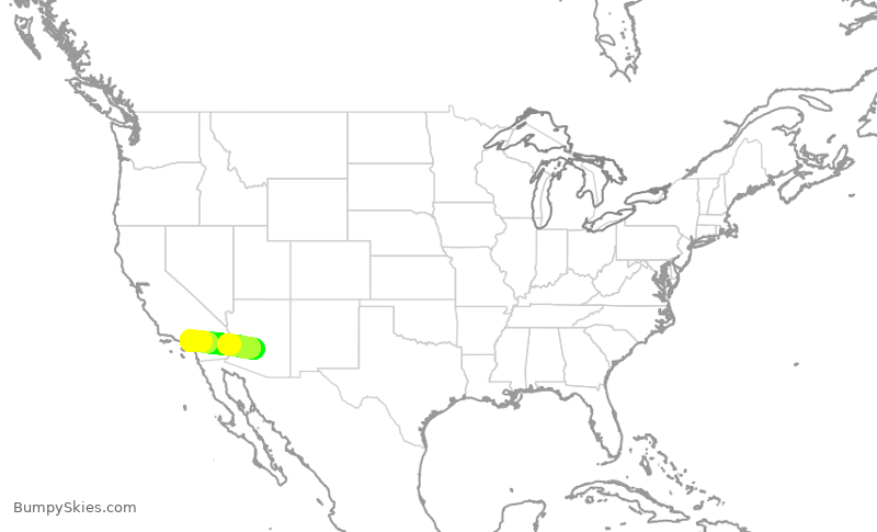 Turbulence forecast map for AAL864, PHX to ONT