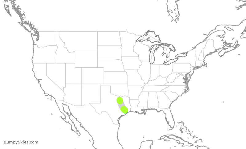 Turbulence forecast map for AAL866, DFW to IAH