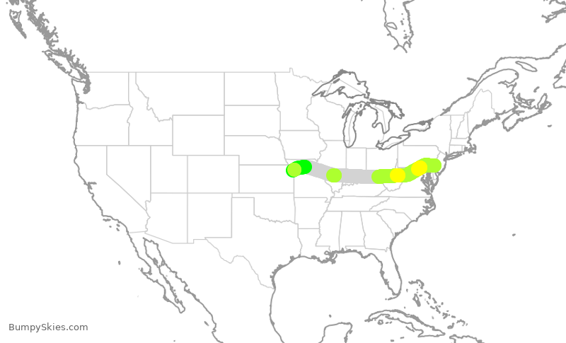 Turbulence forecast map for AAL868, PHL to MCI