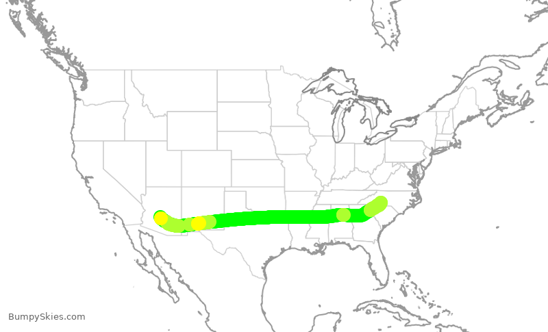 Turbulence forecast map for AAL871, PHX to CLT
