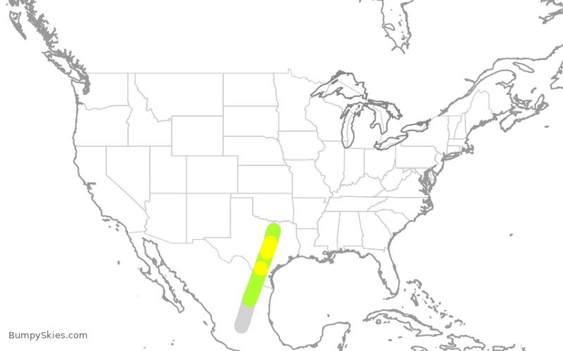 Turbulence forecast map for AAL877, DFW to MLO