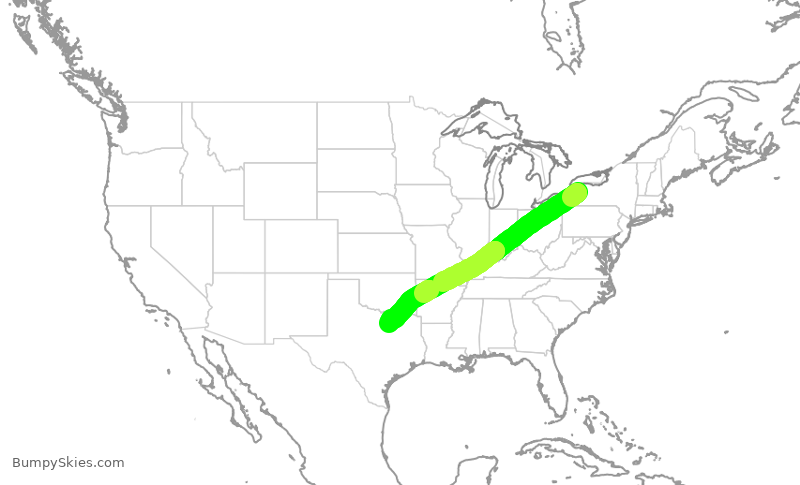 Turbulence forecast map for AAL882, BUF to DFW