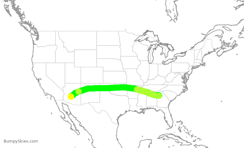 Turbulence forecast map for AAL883, ATL to PHX