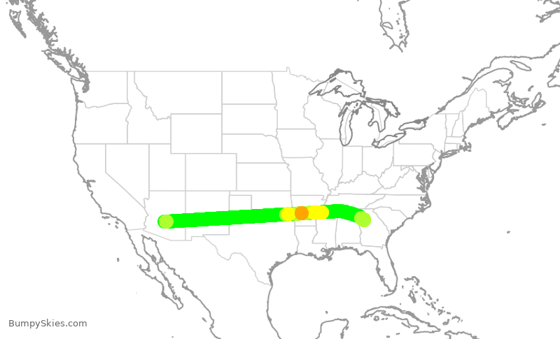 Turbulence forecast map for AAL883, PHX to ATL