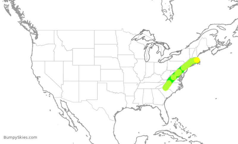 Turbulence forecast map for AAL885, BOS to CLT
