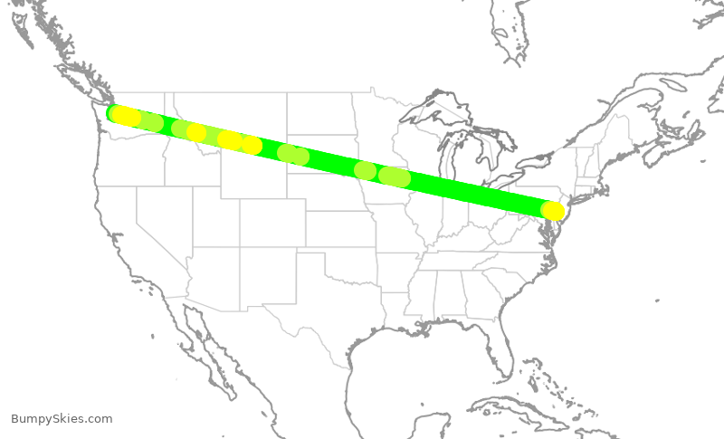 Turbulence forecast map for AAL888, PHL to SEA