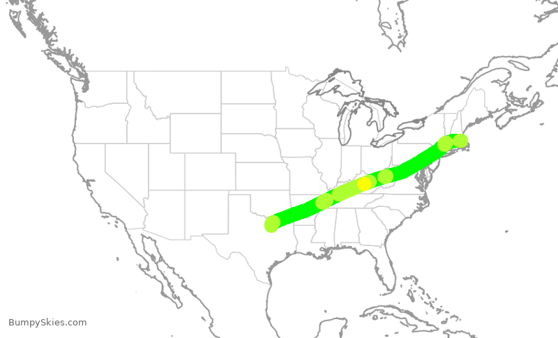 Turbulence forecast map for AAL909, BOS to DFW