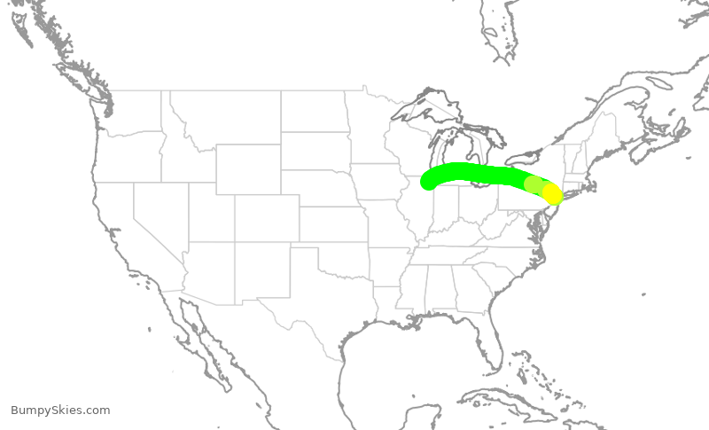 Turbulence forecast map for AAL909, EWR to ORD