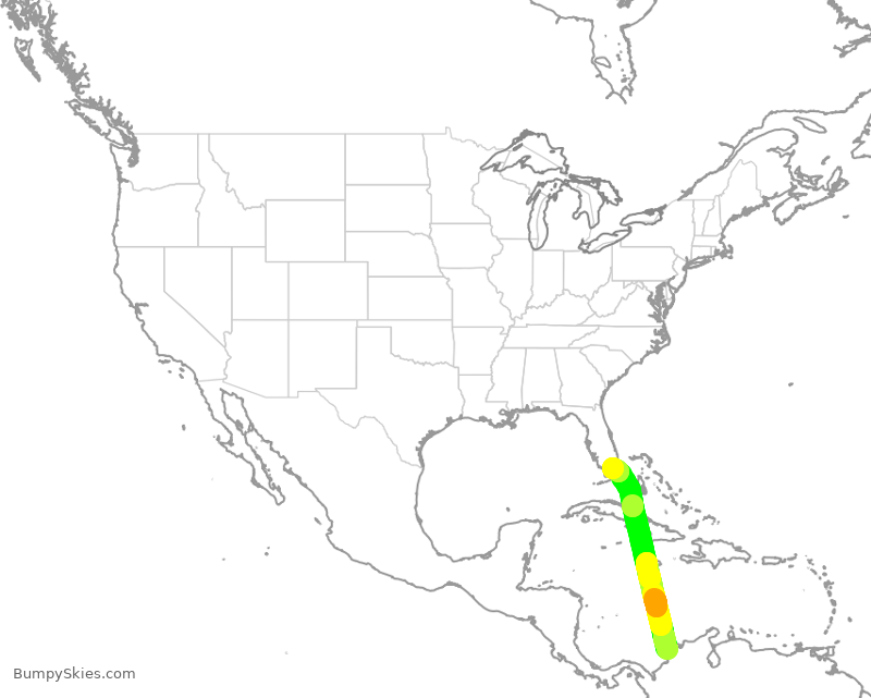 Turbulence forecast map for AAL914, KCG to MIA