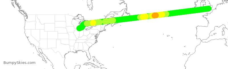 Turbulence forecast map for AAL91, LHR to ORD