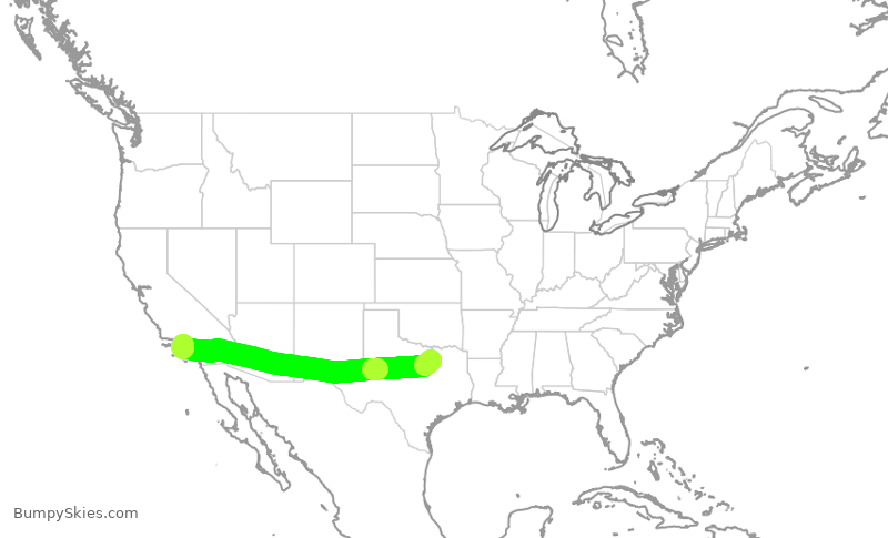Turbulence forecast map for AAL922, LAX to DFW