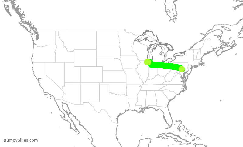 Turbulence forecast map for AAL936, MDT to ORD