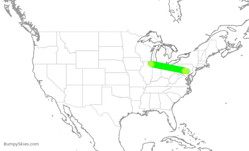 Turbulence forecast map for AAL936, ORD to MDT