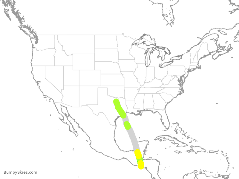 Turbulence forecast map for AAL937, DFW to SAL