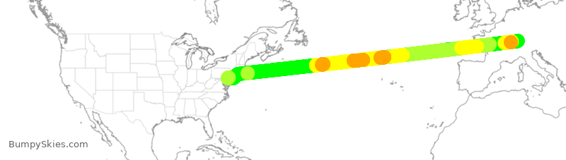 Turbulence forecast map for AAL93, SZH to PHL