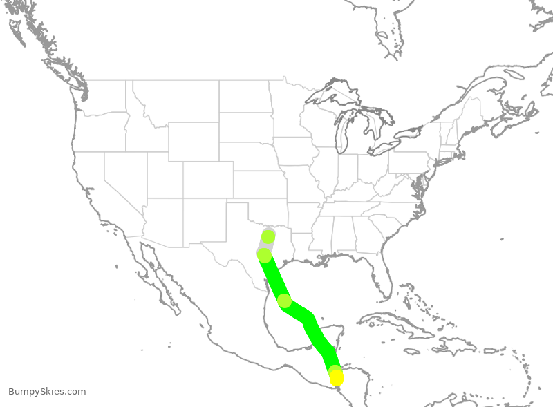 Turbulence forecast map for AAL941, DFW to MHPR