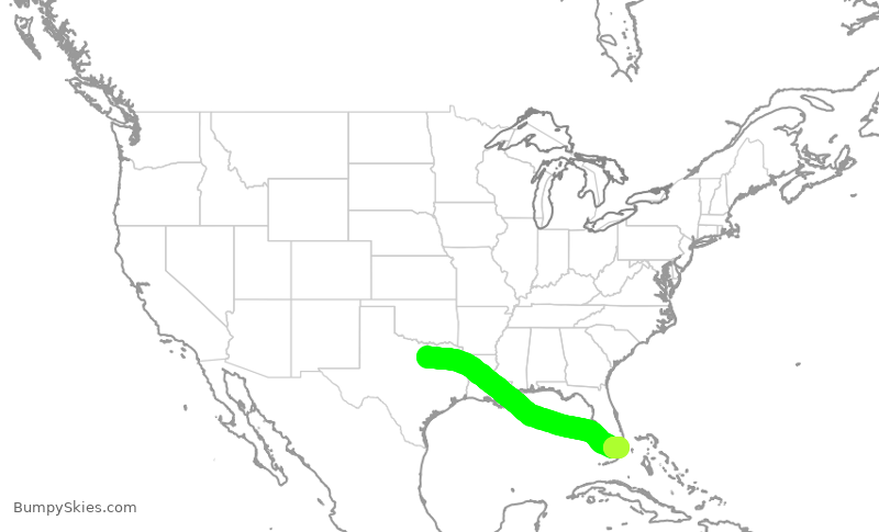 Turbulence forecast map for AAL942, DFW to MIA