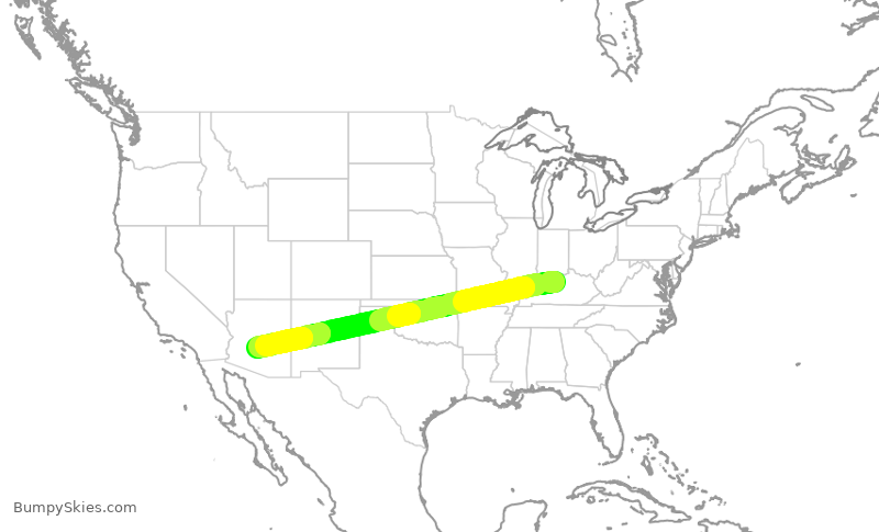 Turbulence forecast map for AAL943, SDF to PHX