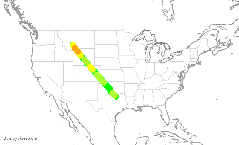 Turbulence forecast map for AAL947, BZN to DFW