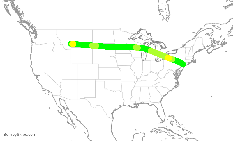 Turbulence forecast map for AAL948, LGA to BZN