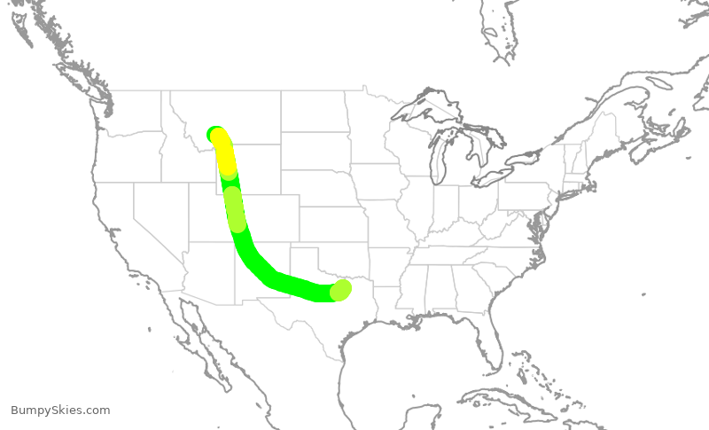 Turbulence forecast map for AAL952, BZN to DFW