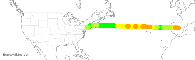 Turbulence forecast map for AAL95, EMD to JFK