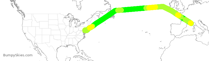 Turbulence forecast map for AAL9601, NCE to PHL