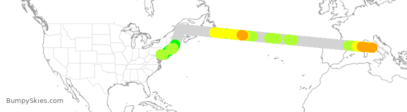 Turbulence forecast map for AAL9601, FCO to PHL