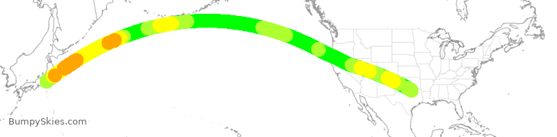 Turbulence forecast map for AAL9602, HND to DFW