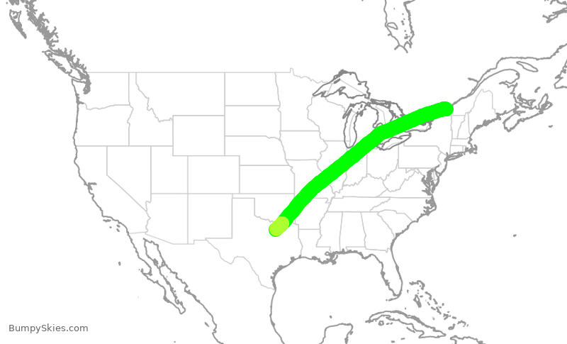 Turbulence forecast map for AAL9603, YUL to DFW