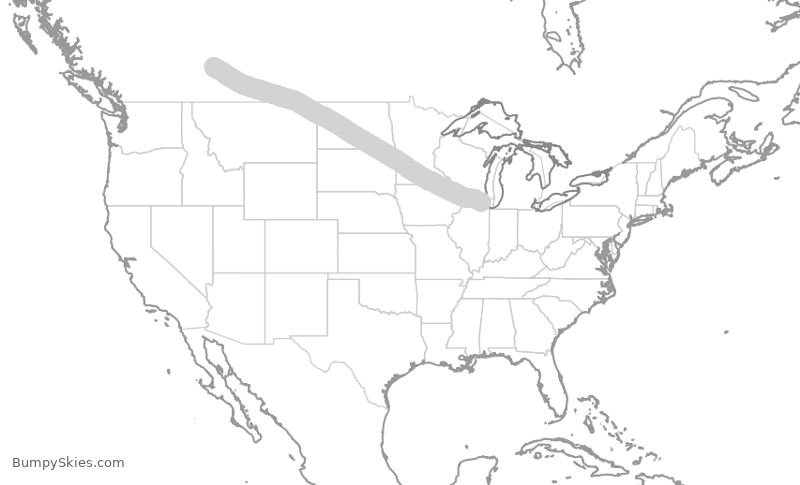 Turbulence forecast map for AAL9605, YYC to ORD