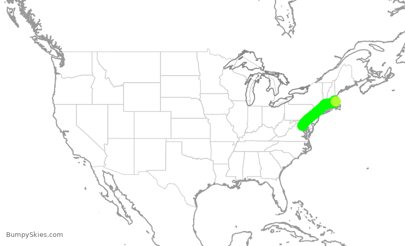 Turbulence forecast map for AAL9608, BOS to DCA