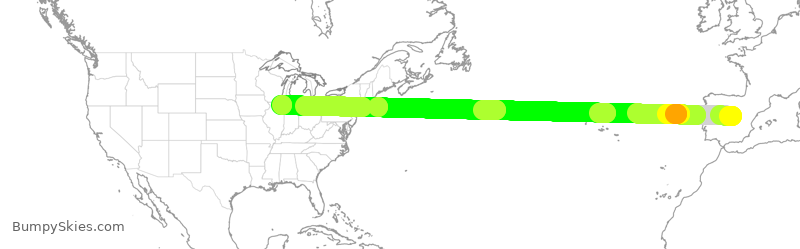 Turbulence forecast map for AAL9608, MAD to ORD