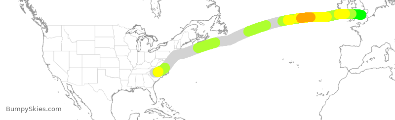Turbulence forecast map for AAL9609, CLT to LHR