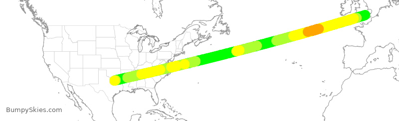 Turbulence forecast map for AAL9622, LHR to DFW