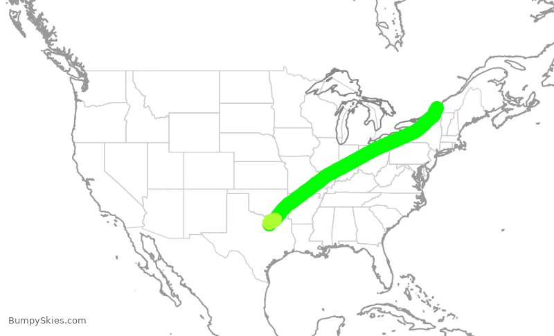 Turbulence forecast map for AAL964, YUL to DFW