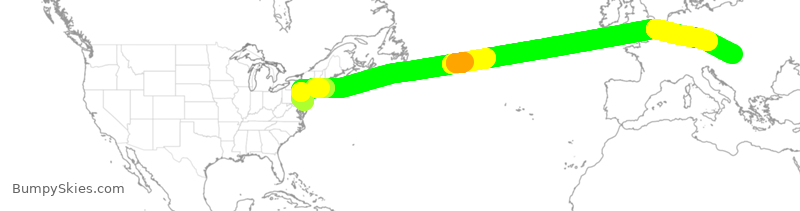 Turbulence forecast map for AAL96, PHL to BUD