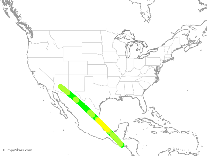 Turbulence forecast map for AAL9780, PHX to SAL