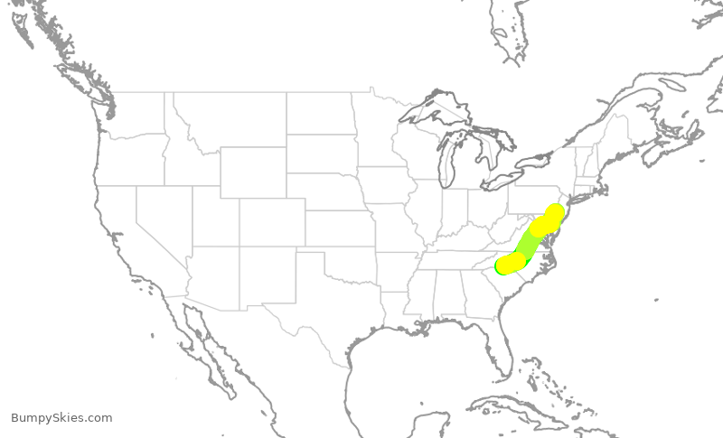 Turbulence forecast map for AAL9781, CLT to PHL