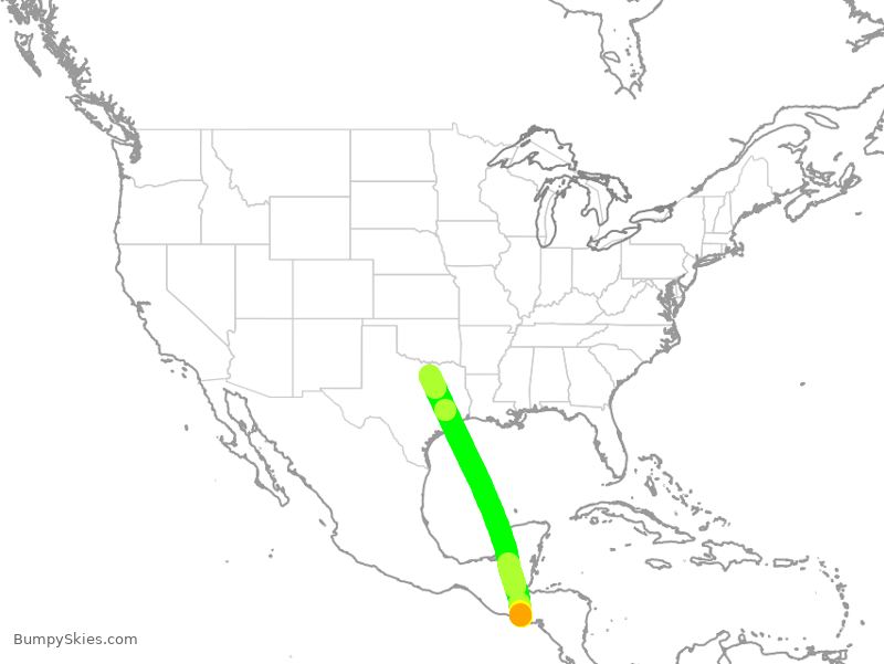 Turbulence forecast map for AAL9781, SAL to DFW