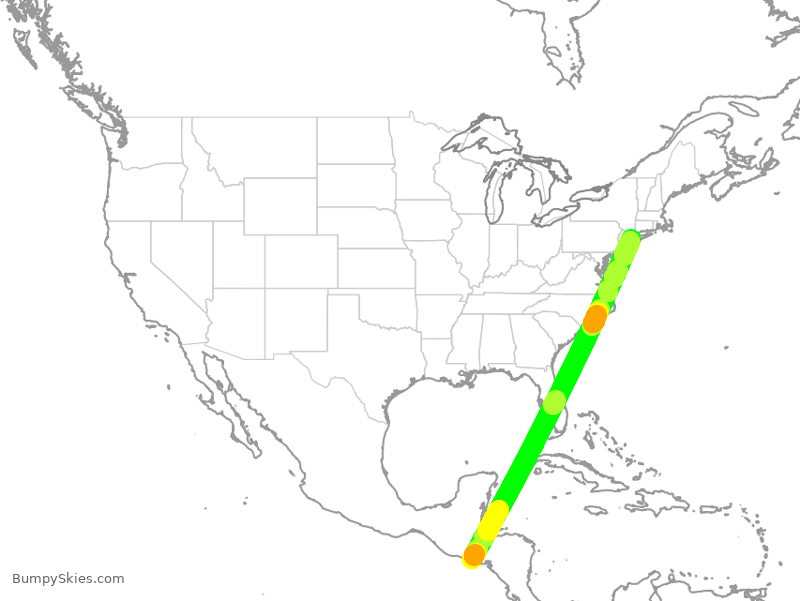 Turbulence forecast map for AAL9786, SAL to JFK