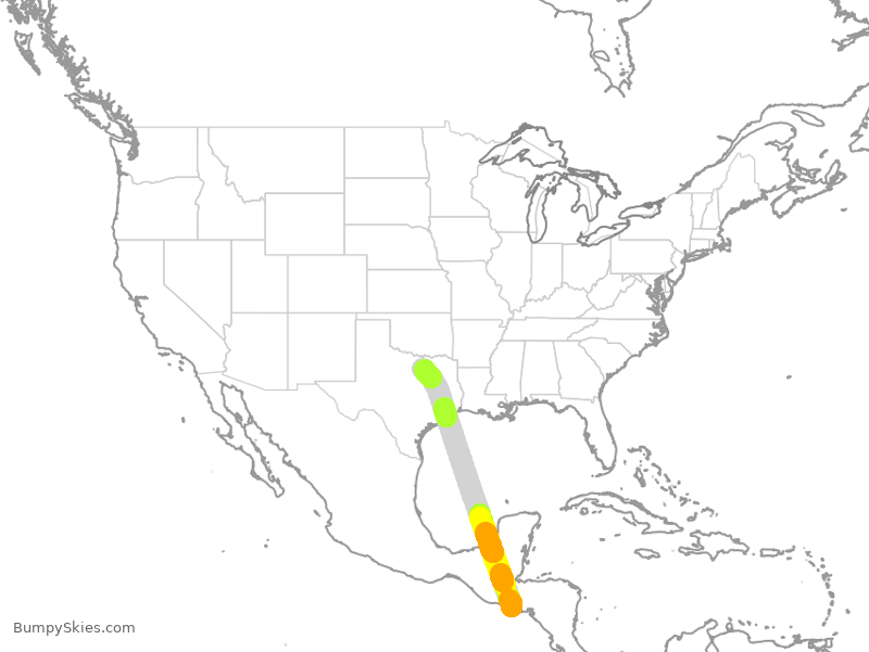 Turbulence forecast map for AAL9787, SAL to DFW