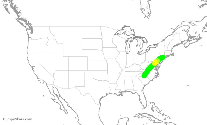 Turbulence forecast map for AAL9790, LGA to CLT
