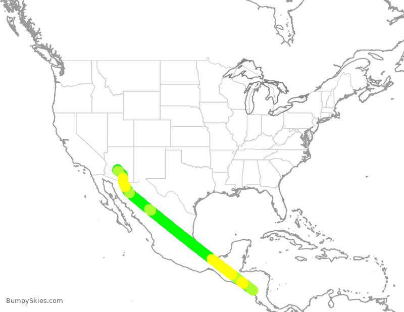 Turbulence forecast map for AAL9790, NMG to PHX