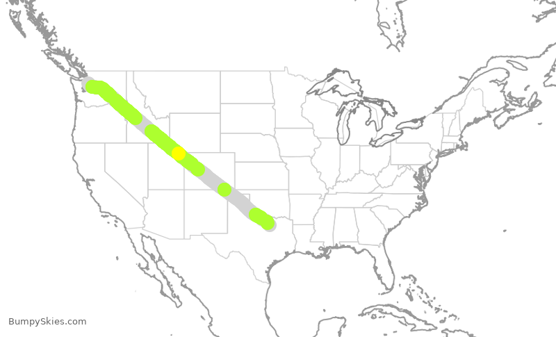 Turbulence forecast map for AAL9792, PAE to DFW