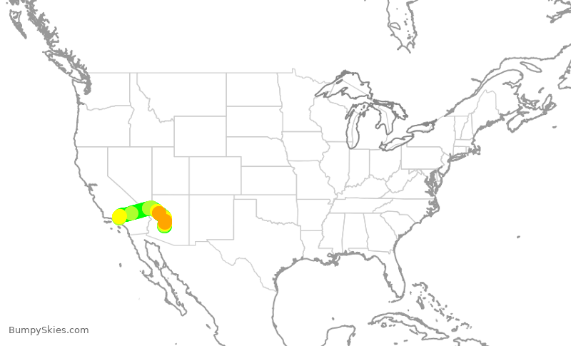 Turbulence forecast map for AAL980, BUR to PHX