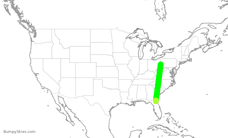 Turbulence forecast map for AAL9822, PIT to VQQ