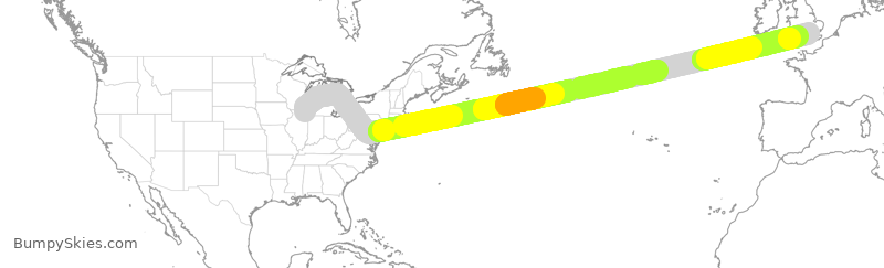 Turbulence forecast map for AAL98, ORD to LHR