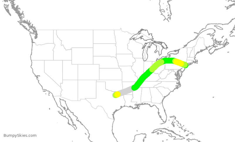 Turbulence forecast map for AAL9994, DFW to JFK